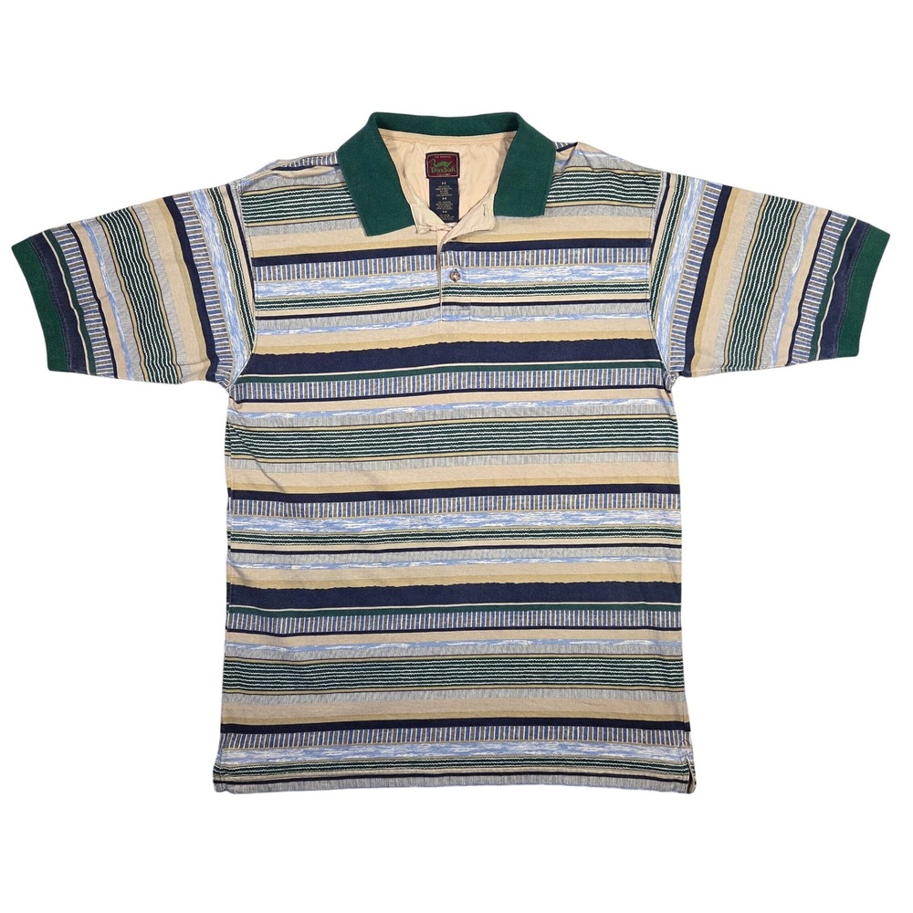 Duxbak Mens Striped Polo Shirt Grunge Skater Punk‎ Short Sleeve Size M Vintage